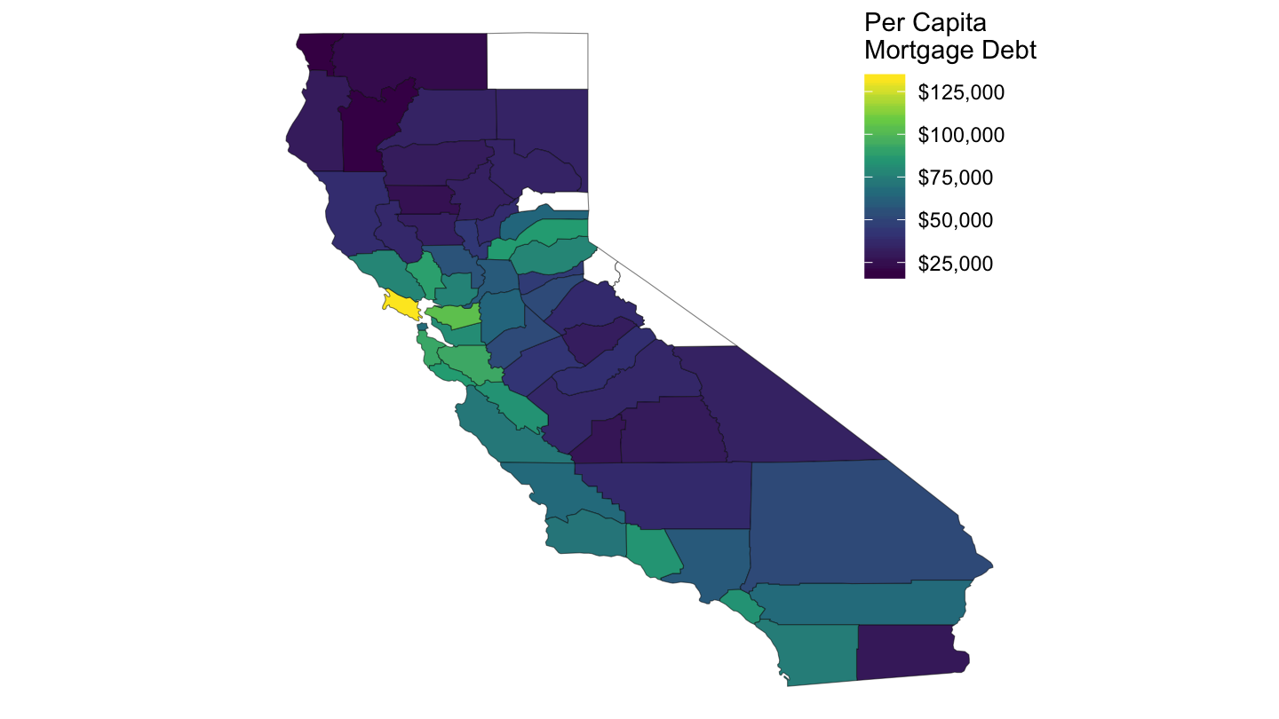 Mortgage Debt Per Capita, California, 2006-Q4, FRB