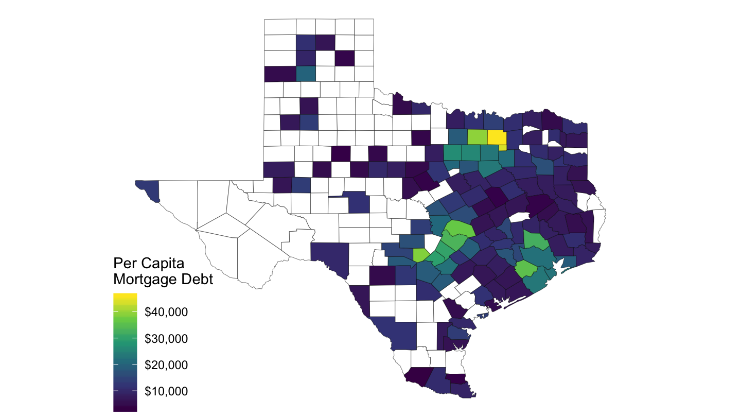 Mortgage Debt Per Capita, Texas, 2006-Q4, FRB