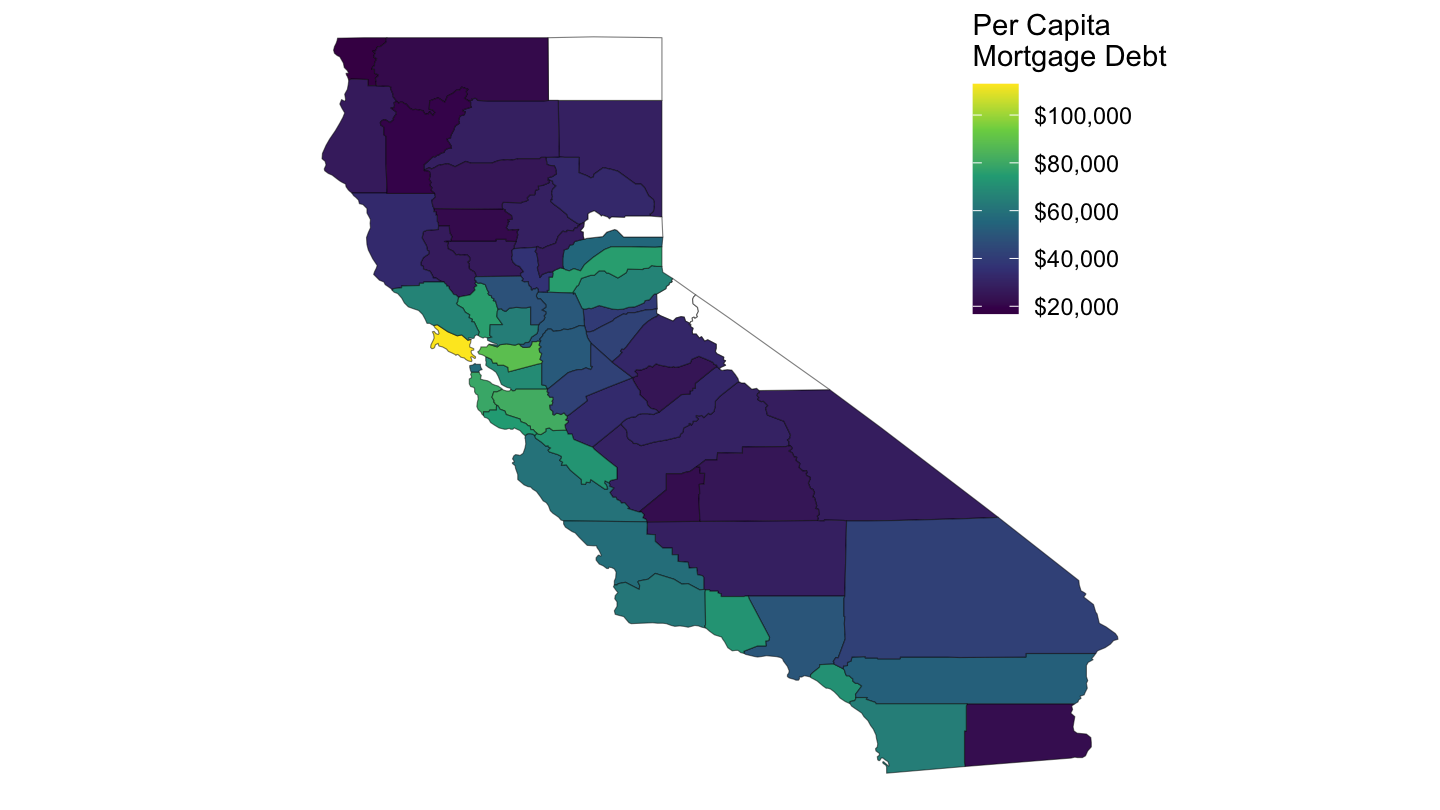 Mortgage Debt Per Capita, California, 2006-Q4, FRB